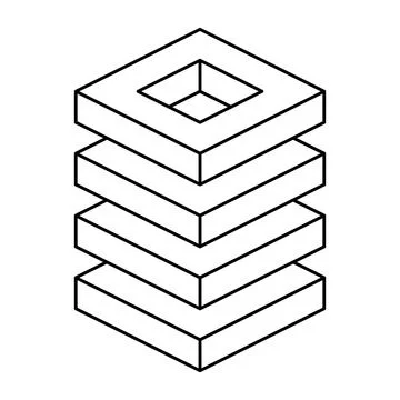 Geometric Stack Outline Vector Illustration Stock Illustration