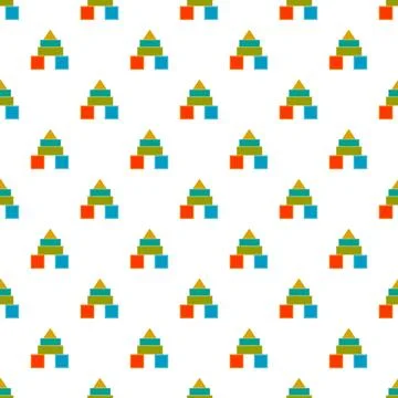 Geometric stacking blocks pattern with colorful pyramids イラスト素材