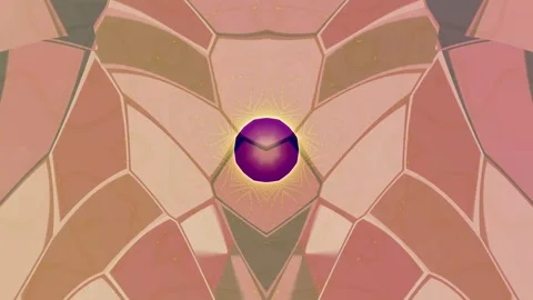 Geometric stained glass effect with central purple orb a stylized pattern Video stock 332254217