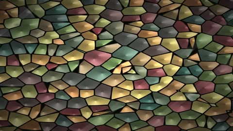 Geometric Stained Glass Pattern with Rotating Polygons Stock Footage 339050135