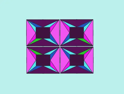 Geometric Star Burst Tile Pattern (Pink &amp; Purple) Stock Illustration