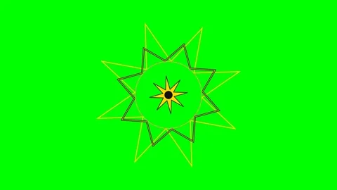 A geometric star design featuring concentric star shapes on a green backgroun Video stock 340266458