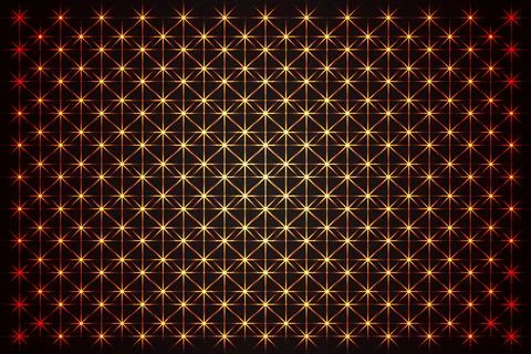 Geometric Star Grid  Gold Red Pattern on Dark Symmetrical Background Illustrazione stock