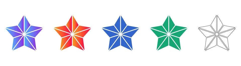 Geometric Star Icon Set in Gradient and Outline Designs Stock-Illustration