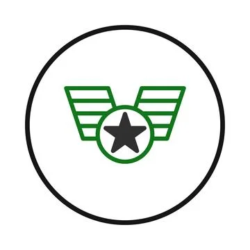 Geometric star icon with winged elements set within a circular frame embodi.. Stock Illustration