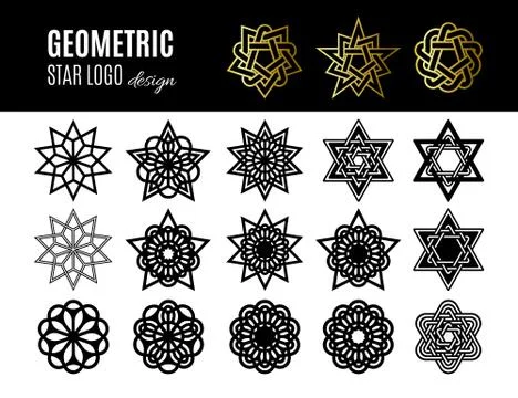 Geometric star outline elements collection. Vector illustration for your star Stock Illustration