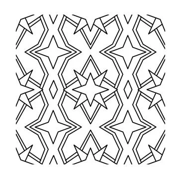 Geometric star pattern in black lines. Vector illustration Illustrazione stock