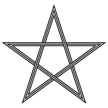 Geometric star pattern with five interlocking pentagrams, Complex layered star Stock Illustration