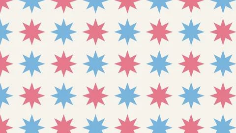 Geometric star pattern with pink and blue alternating colors on white backg.. Stock Illustration