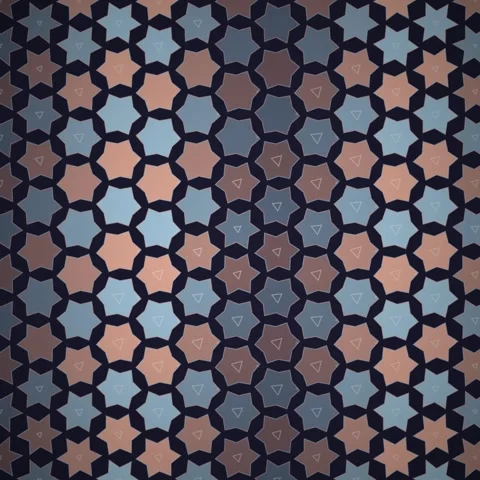 Geometric Star Pattern Seamless Background, Blue and Brown Abstract Mosaic .. Stock Footage 346282110