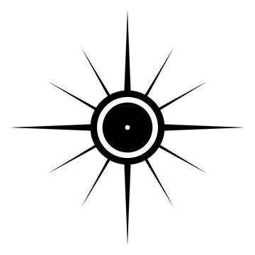 Geometric Starburst Compass Vector Icon, Black Radial Star Symbol Stock Illustration