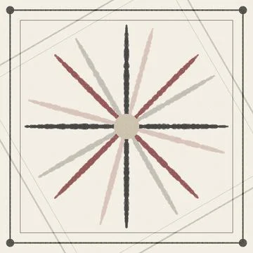 Geometric starburst pattern with radial lines and central circle on neutral.. Stock Illustration