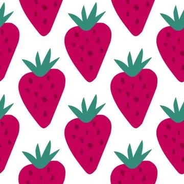 Geometric strawberry seamless pattern. Cute strawberries backdrop. doodle swe Illustrazione stock