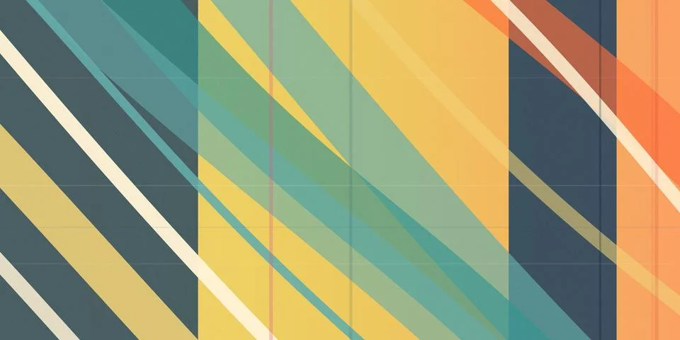Geometric striped abstract pattern in warm orange and cool teal tones, crea.. Stock Illustration