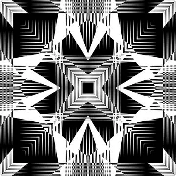 Geometric striped lines vector seamless pattern. Abstract black and white line Stock Illustration