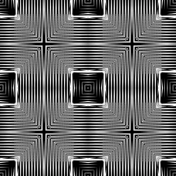 Geometric striped lines vector seamless pattern. Abstract black and white line Stock Illustration