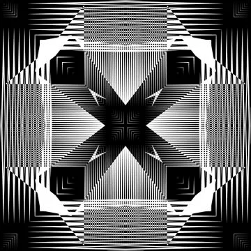 Geometric striped lines vector seamless pattern. Abstract black and white line Stock Illustration