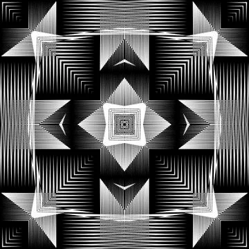 Geometric striped lines vector seamless pattern. Abstract black and white line Stock Illustration