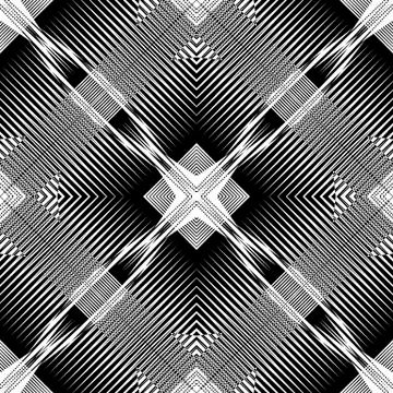 Geometric striped lines vector seamless pattern. Abstract black and white line Stock Illustration
