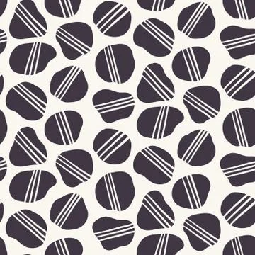 Geometric striped pebble seamless pattern. Hand drawn tossed organic irregular Stock Illustration
