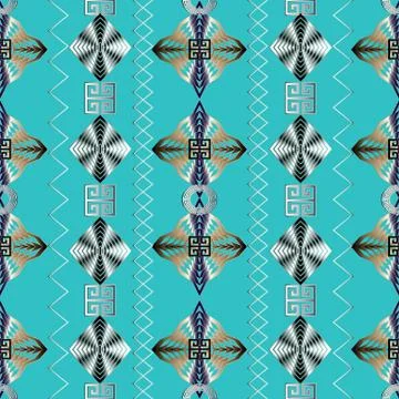 Geometric striped seamless pattern. Blue vector geometry abstrac Illustrazione stock