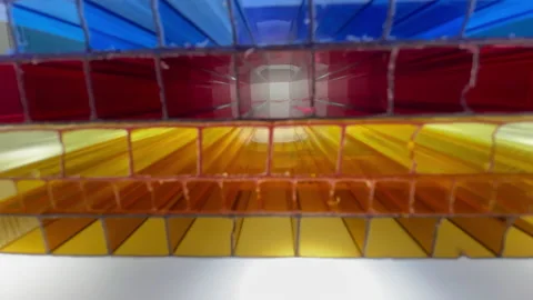 Geometric structure of cellular polycarbonate sheets samples Stock Footage 234424136