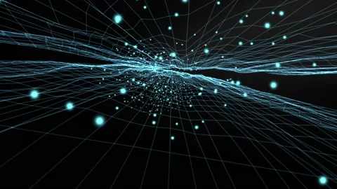 Geometric structure grid travels through space 4k animation Stock Footage 239558033