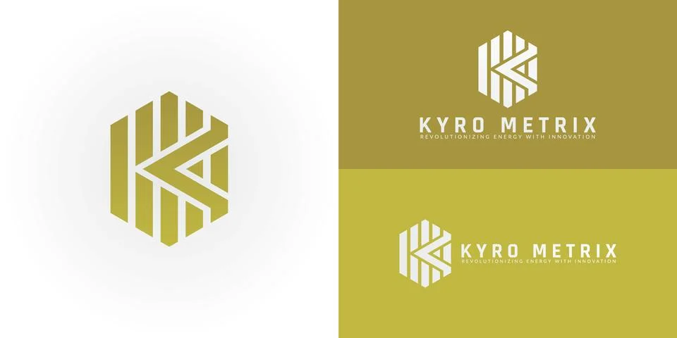 The geometric structure of the logo merges the initials K and M Stock Illustration