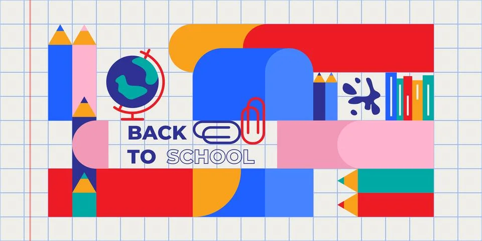 Geometric study pattern for back to school design 스톡 일러스트