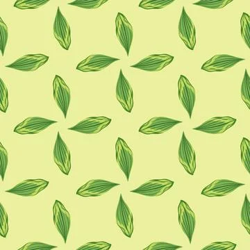 Geometric style seamless doodle pattern with leaf print in doodle style. Ligh Stock Illustration
