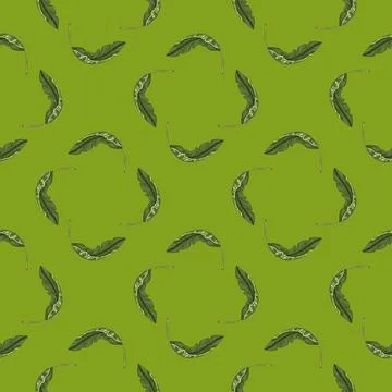 Geometric style seamless pattern with banana leaf ornament. Greenery ornament Stock Illustration