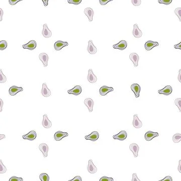 Geometric style seamless pattern with doodle avocado elements print. Isolated Stock Illustration