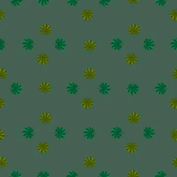 Geometric style seamless pattern with green exotic leaf silhouettes. Pale gre Stock Illustration
