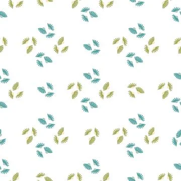 Geometric style seamless pattern with green and blue ornamental daisy flowers Illustrazione stock