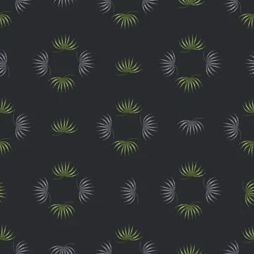 Geometric style seamless pattern with grey and green tropic leaves shapes. Pl Stock Illustration