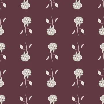 Geometric style seamless pattern with hydrangea flowers ornament. Illustrazione stock