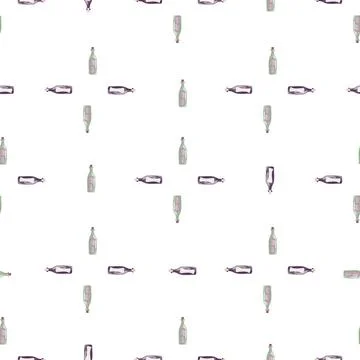 Geometric style seamless pattern with little purple bottles with message. Iso Illustrazione stock