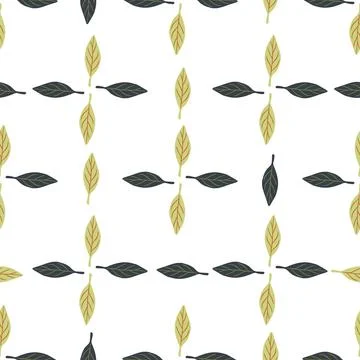 Geometric style seamless pattern with natural leaf seamless pattern. Isolated Stock Illustration