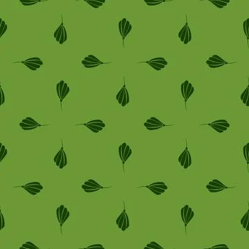 Geometric style simple bud flower elements seamless pattern. Green palette bo Stock Illustration