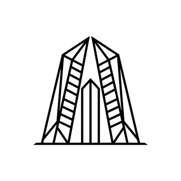 Geometric stylized skyscraper landmark for architectural design. イラスト素材
