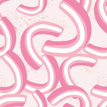 Geometric summer seamless pattern with random doodle rainbow pink shapes. Bac Illustrazione stock