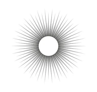 Geometric sun ray. Sunbeam and sunshine, sunburst. Minimalist creativity and art Stock Illustration