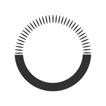 Geometric sun with rays, circle element made of radiating shapes top and flat Stock Illustration