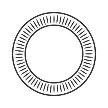 Geometric sun with rays, circle element made of radiating shapes. Abstract ci Illustrazione stock