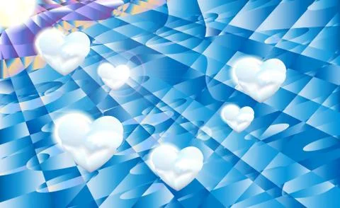 Geometric sunlight background blue sky with white clouds and sun Stock Illustration