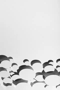 Geometric swarm motion mess pattern of white ovals in hard light with contras Stock Photos