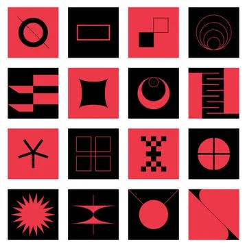 Geometric swiss forms. Modern bold figures and bauhaus blocks, simple neo geo Stock Illustration