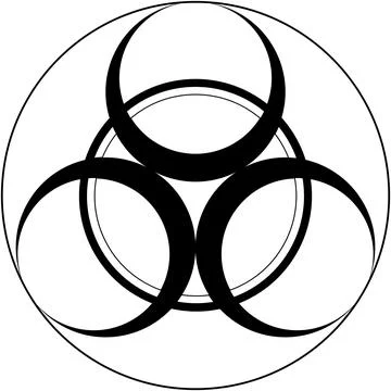 Geometric symbol of interlocking crescent shapes within concentric circles. 스톡 일러스트