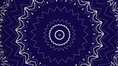 Geometric symmetry circular pattern of white triangles on blue Vídeos de archivo 315103564