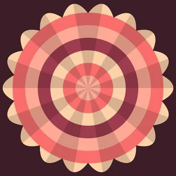Geometric target badge with concentric gradient rings and scalloped edges Stock Illustration